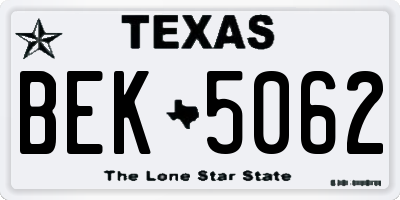 TX license plate BEK5062
