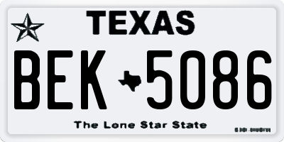 TX license plate BEK5086