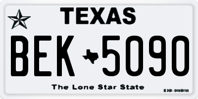 TX license plate BEK5090
