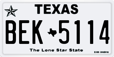 TX license plate BEK5114