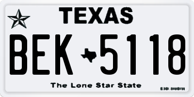 TX license plate BEK5118