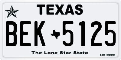 TX license plate BEK5125