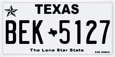 TX license plate BEK5127