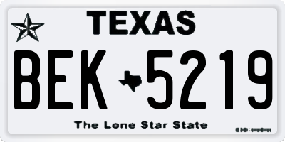 TX license plate BEK5219