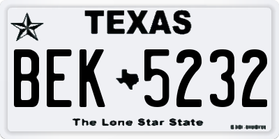 TX license plate BEK5232