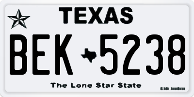 TX license plate BEK5238