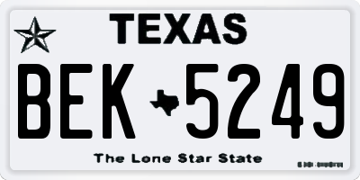 TX license plate BEK5249