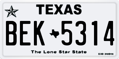 TX license plate BEK5314
