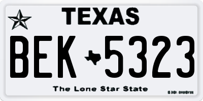 TX license plate BEK5323