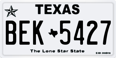 TX license plate BEK5427