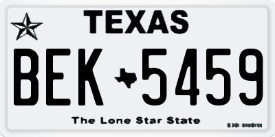 TX license plate BEK5459
