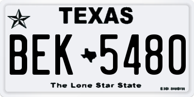 TX license plate BEK5480