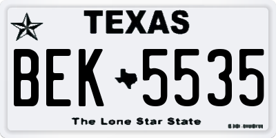 TX license plate BEK5535