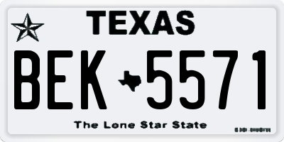 TX license plate BEK5571