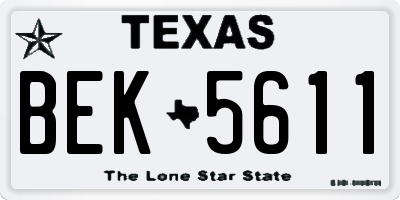 TX license plate BEK5611