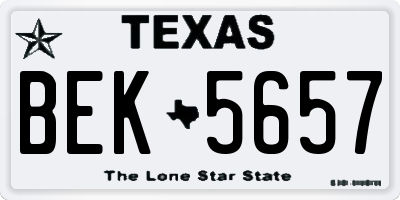 TX license plate BEK5657