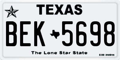 TX license plate BEK5698