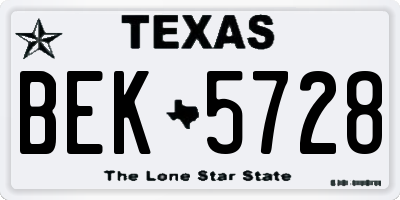 TX license plate BEK5728