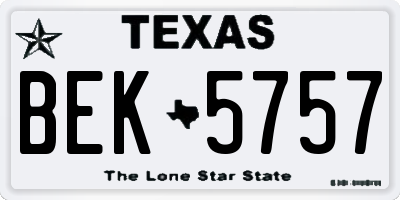 TX license plate BEK5757