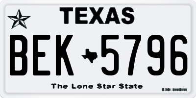 TX license plate BEK5796