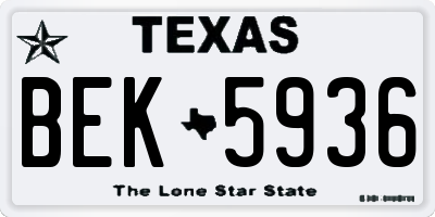 TX license plate BEK5936