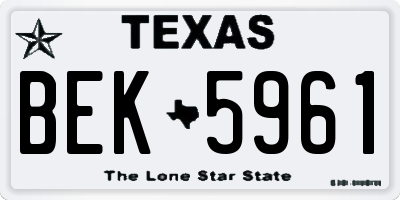 TX license plate BEK5961