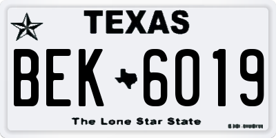 TX license plate BEK6019