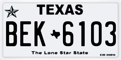 TX license plate BEK6103