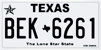 TX license plate BEK6261