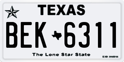 TX license plate BEK6311