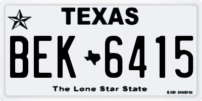 TX license plate BEK6415