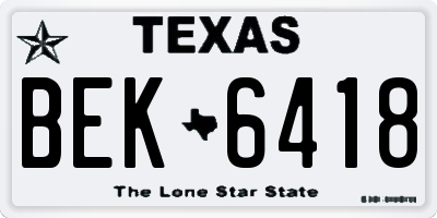 TX license plate BEK6418