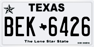 TX license plate BEK6426