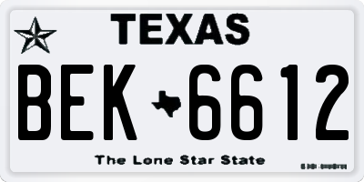TX license plate BEK6612