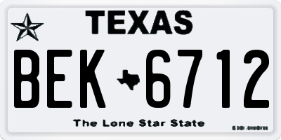TX license plate BEK6712