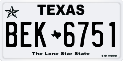 TX license plate BEK6751