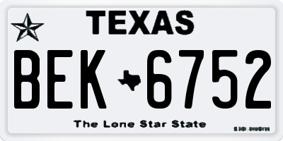 TX license plate BEK6752