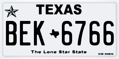 TX license plate BEK6766
