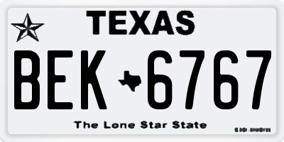TX license plate BEK6767