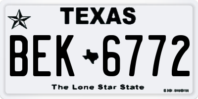 TX license plate BEK6772