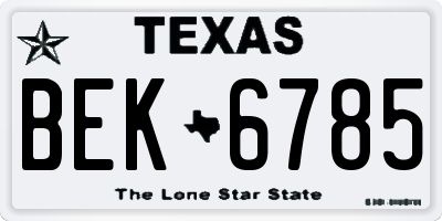 TX license plate BEK6785