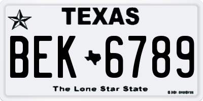 TX license plate BEK6789