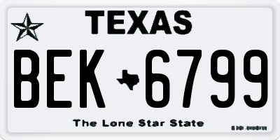 TX license plate BEK6799