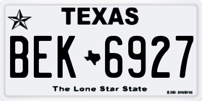 TX license plate BEK6927