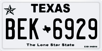 TX license plate BEK6929
