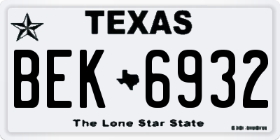 TX license plate BEK6932