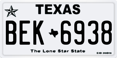 TX license plate BEK6938