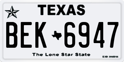 TX license plate BEK6947