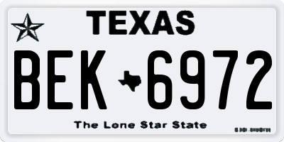 TX license plate BEK6972