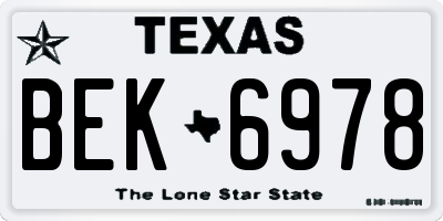 TX license plate BEK6978